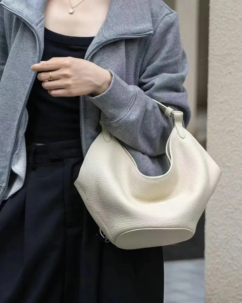 Womens Soft Genuine Leather Handbag Purse Small Shopping Crossbody Shoulder Bag Bucket Tote Bag Work Satchels
