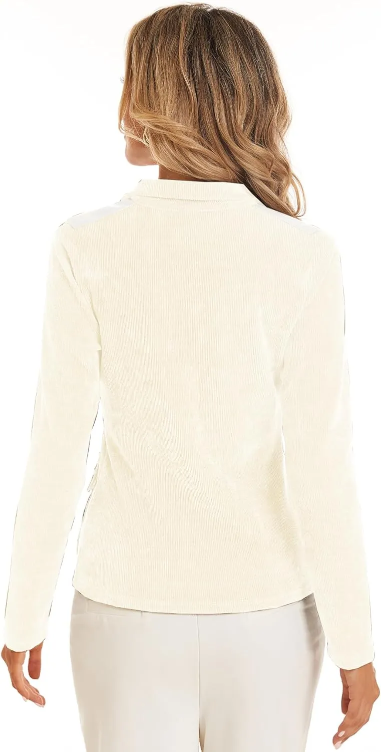 Women's Stand Collar Zip up Long Sleeve Jacket with Pockets