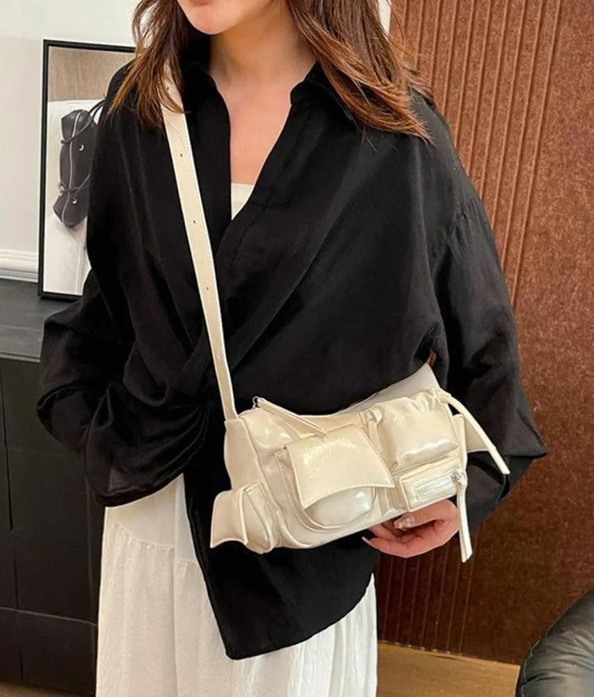 Womens Trendy Shoulder Tote Bag Small Y2k Vegan Leather Crossbody Purse Multi Pocket Handbags Top Handle Satchels