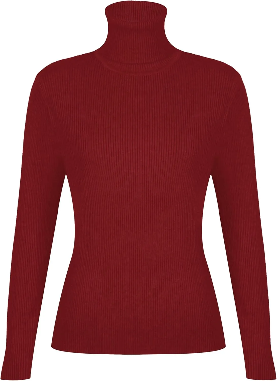 Women's Turtleneck Ribbed Pullover Fashion Long Sleeve Knit Sweater Fall Basic Tops