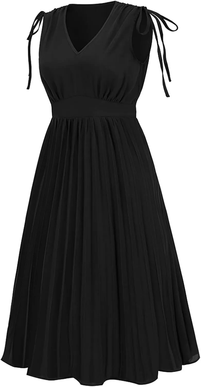 Women's Waist-Skimming Temperament Pleated A-Line Skirt Dress