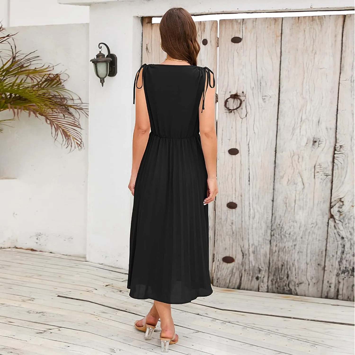Women's Waist-Skimming Temperament Pleated A-Line Skirt Dress