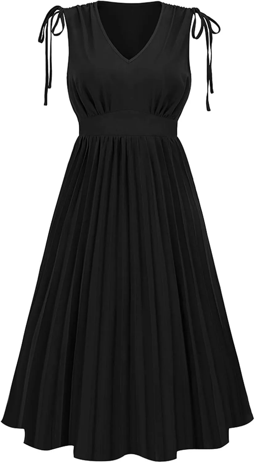 Women's Waist-Skimming Temperament Pleated A-Line Skirt Dress