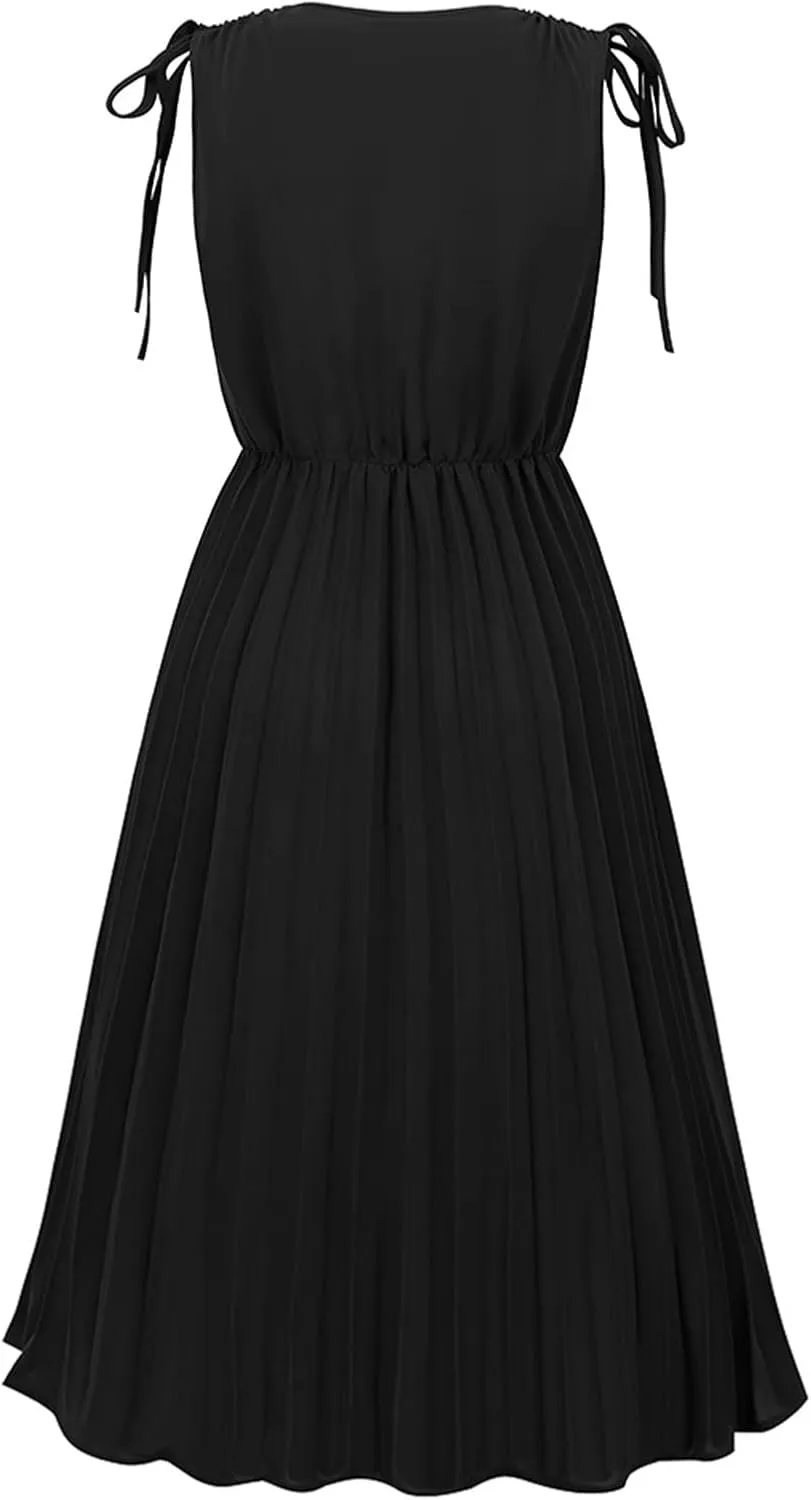 Women's Waist-Skimming Temperament Pleated A-Line Skirt Dress
