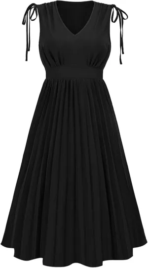 Women's Waist-Skimming Temperament Pleated A-Line Skirt Dress