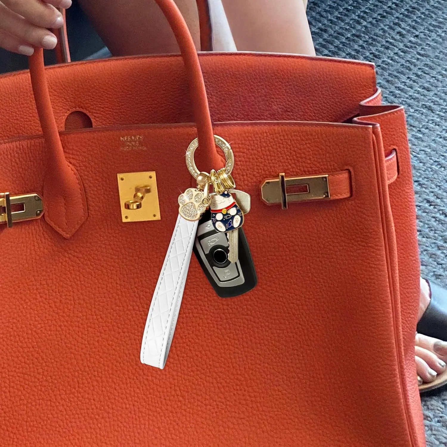 Wristlet Keychain,Wrist Keychain,Key Wristlet Car Key Chain Cat Lover Gifts for Women Men
