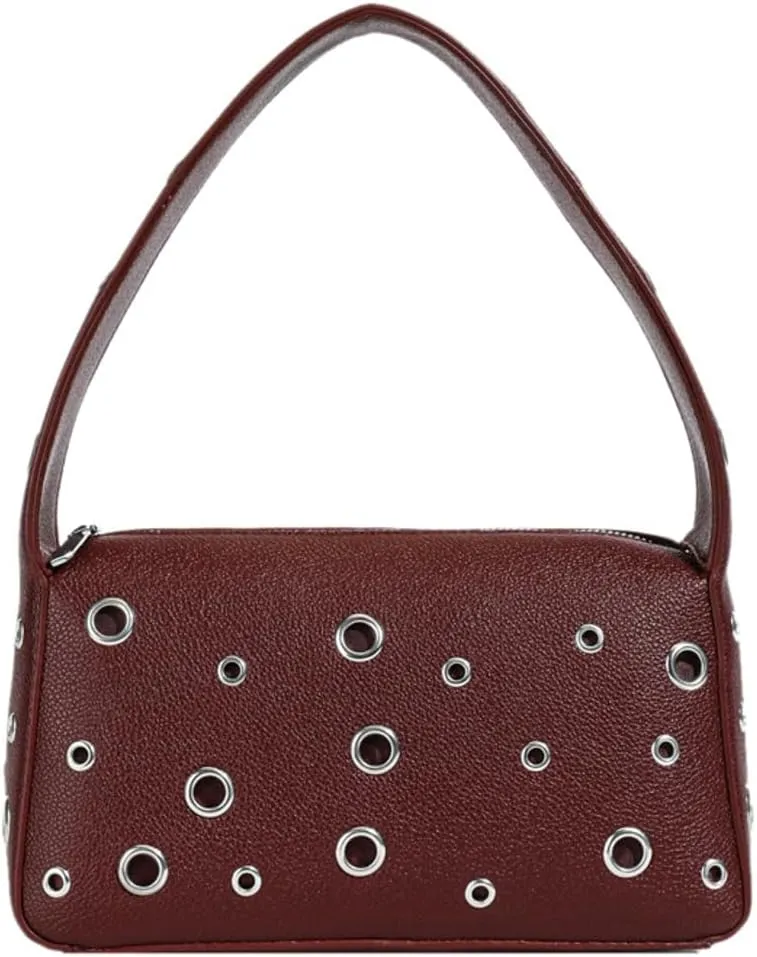 Y2k Crescent Hobo Bags Women 90s PU Leather Trendy Studded Shoulder Satchels Crossbody Purse Punk Underarm Tote Handbag