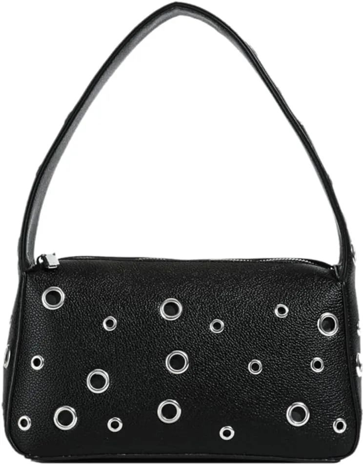 Y2k Crescent Hobo Bags Women 90s PU Leather Trendy Studded Shoulder Satchels Crossbody Purse Punk Underarm Tote Handbag