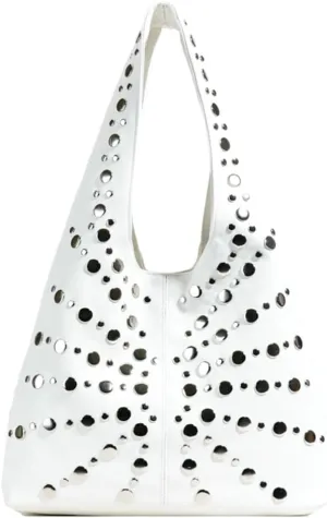 Y2k Studded Crescent Crossbody Purse Women 90s PU Leather Hobo Bags Trendy Shoulder Satchels Punk Underarm Tote Handbag