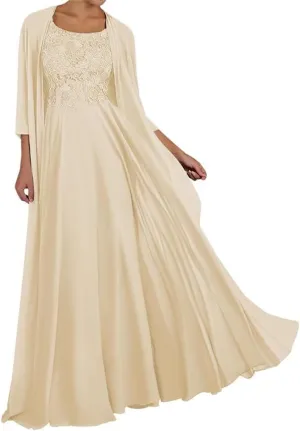 YRGERATON Mother of The Bride Groom Dresses for Wedding 3/4 Long Sleeve Chiffon Evening Grandmother Gowns JF64