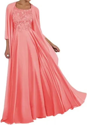 YRGERATON Mother of The Bride Groom Dresses for Wedding 3/4 Long Sleeve Chiffon Evening Grandmother Gowns JF64