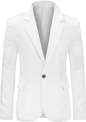YUNCLOS Men's Slim Fit Casual 1 Button Notched Lapel Blazer Jacket