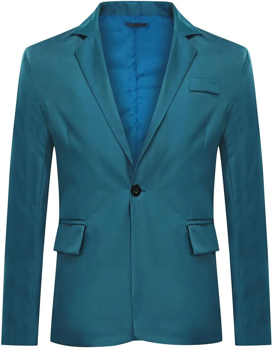 YUNCLOS Men's Slim Fit Casual 1 Button Notched Lapel Blazer Jacket