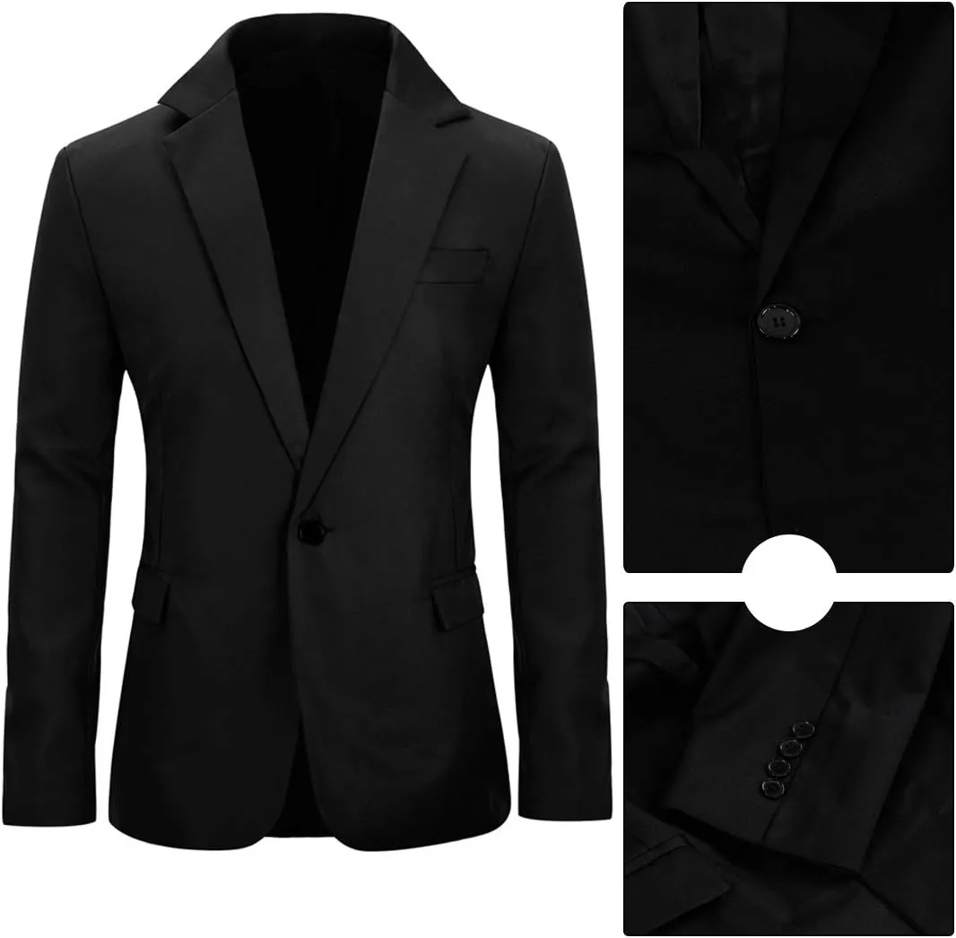 YUNCLOS Men's Slim Fit Casual 1 Button Notched Lapel Blazer Jacket