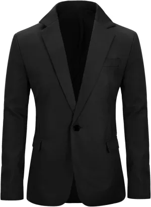 YUNCLOS Men's Slim Fit Casual 1 Button Notched Lapel Blazer Jacket