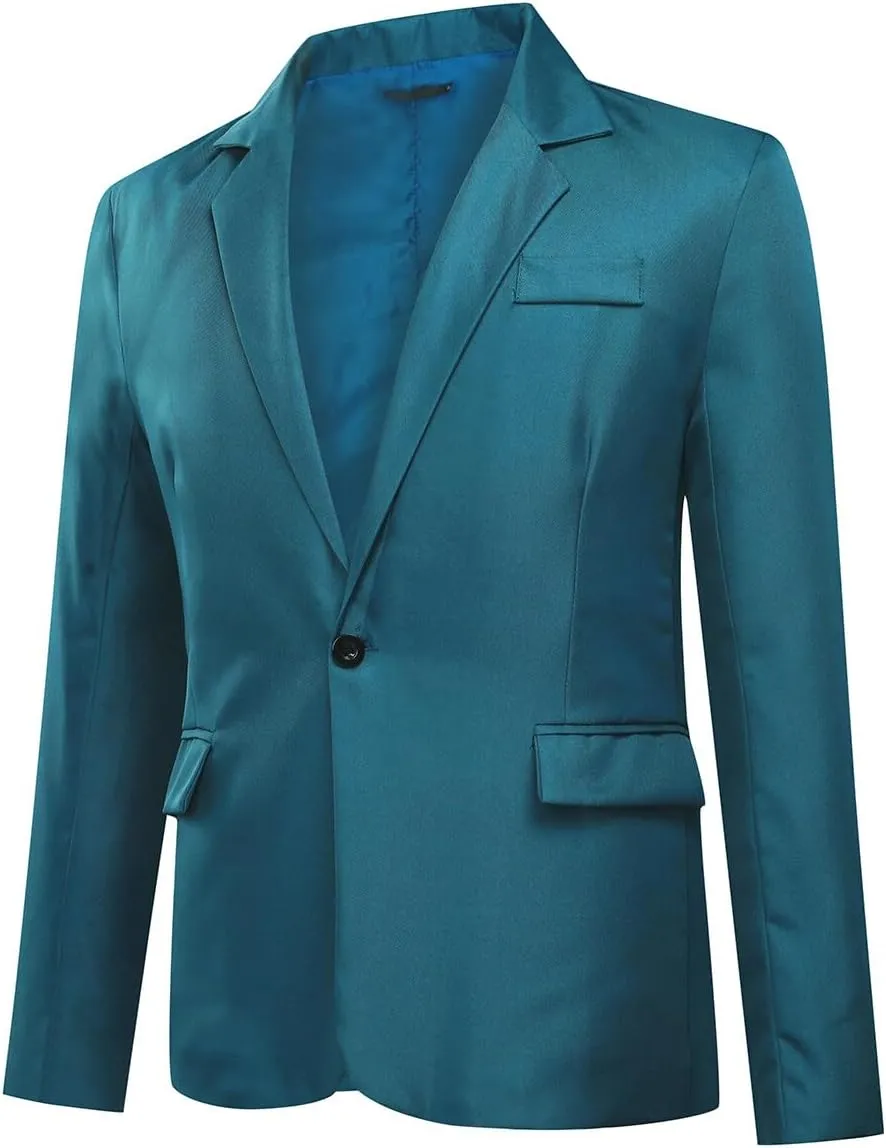 YUNCLOS Men's Slim Fit Casual 1 Button Notched Lapel Blazer Jacket