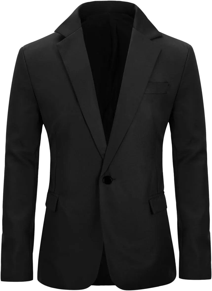 YUNCLOS Men's Slim Fit Casual 1 Button Notched Lapel Blazer Jacket