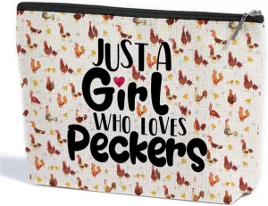 ZHAMEN Chicken Decor Chicken Accessories Makeup Bag Chicken Gifts for Chicken Lovers Makeup Pouch Birthday Gifts for Women Chicken Mom Lady Friends Besties Sisters Cosmetic Travel Bag