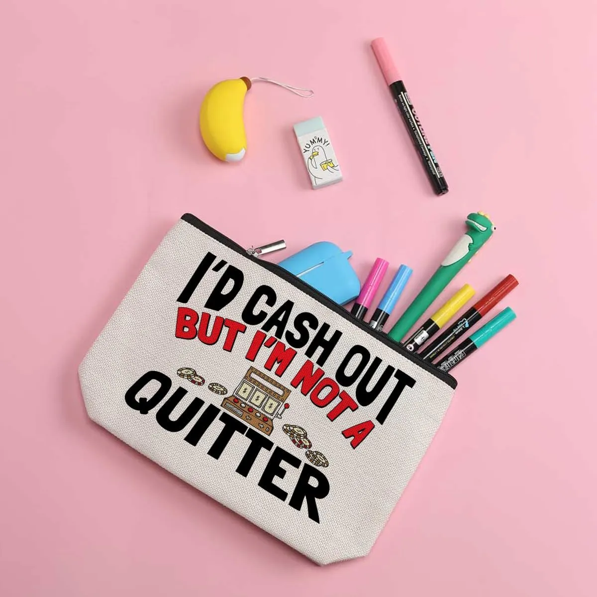 ZHAMEN Funny Gifts Makeup Bag Gambling Gifts Makeup Pouch Christmas Birthday Gifts for Gambler Casino Lover Friends Her Women Sister Coworkers Cosmetic Travel Bag