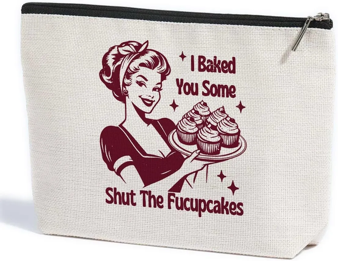 ZHAMEN Funny Housewife Makeup Bag, Funny Gifts Gag Gifts Sarcastic Baking Gifts Cosmetic Bag, Novelty Gifts for Women Female Mom Best Friends, Humor Toiletry Bag for Christmas Halloween Birthday