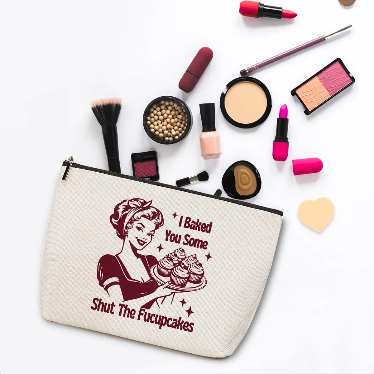 ZHAMEN Funny Housewife Makeup Bag, Funny Gifts Gag Gifts Sarcastic Baking Gifts Cosmetic Bag, Novelty Gifts for Women Female Mom Best Friends, Humor Toiletry Bag for Christmas Halloween Birthday