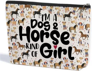 ZHAMEN Horse Mom Dog Mom Cosmetic Travel Bag Makeup Pouch Gifts for Women Cowgirls Animal Lovers Birthday Christmas