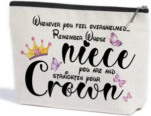 ZHAMEN Inspirational Gifts for Women Niece Gifts from Auntie Makeup Bag Butterfly Decor Makeup Pouch Birthday Wedding Christmas for Women Her Female Niece Cosmetic Travel Bag