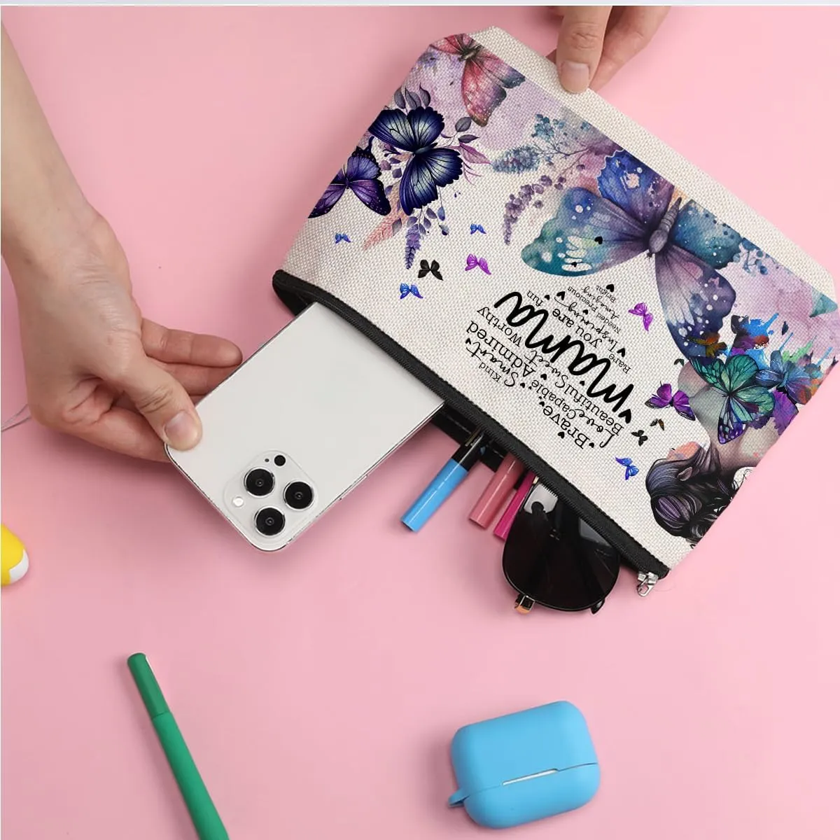 ZHAMEN Multipurpose Makeup Bag - Cosmetic Case - Waterproof Cotton & Linen - Multicolour 0988 - For Women-Adult - Travel & Daily Use