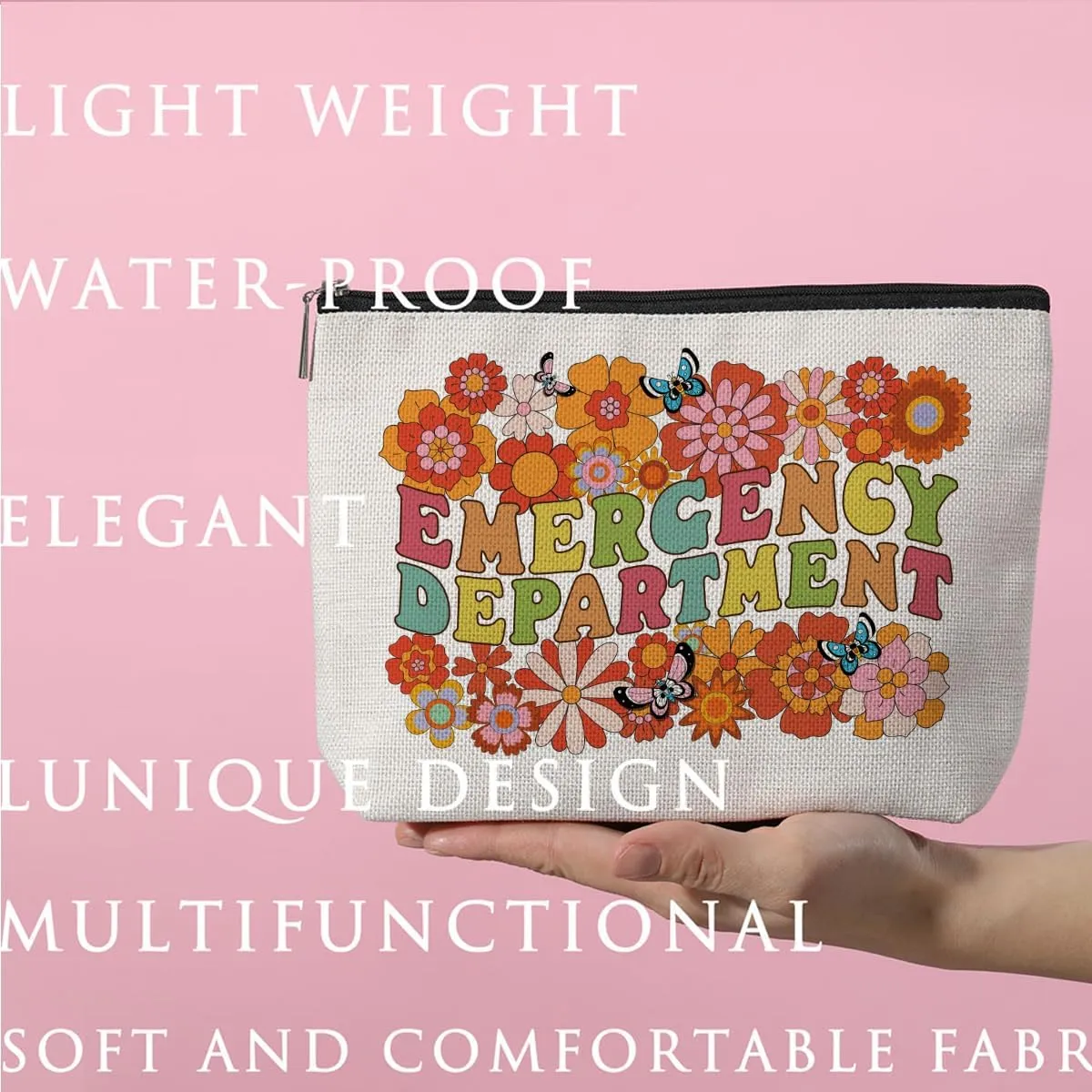 ZHAMEN Nurse Gifts Emergency Makeup Bag, Multicolor, Waterproof, Fashion Pattern, Adult Women's Cosmetic Case, Reusable, Travel, Makeup, Toiletry