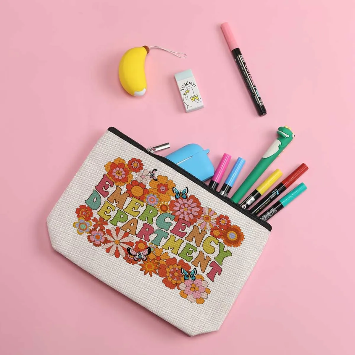 ZHAMEN Nurse Gifts Emergency Makeup Bag, Multicolor, Waterproof, Fashion Pattern, Adult Women's Cosmetic Case, Reusable, Travel, Makeup, Toiletry