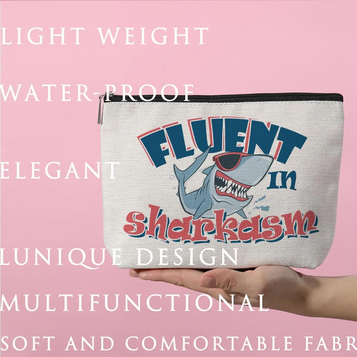 ZHAMEN Shark Gifts for Women - Shark Themed Makeup Bag & Pouch - Friendship & Occasion Gifts - Cosmetic Travel Bag
