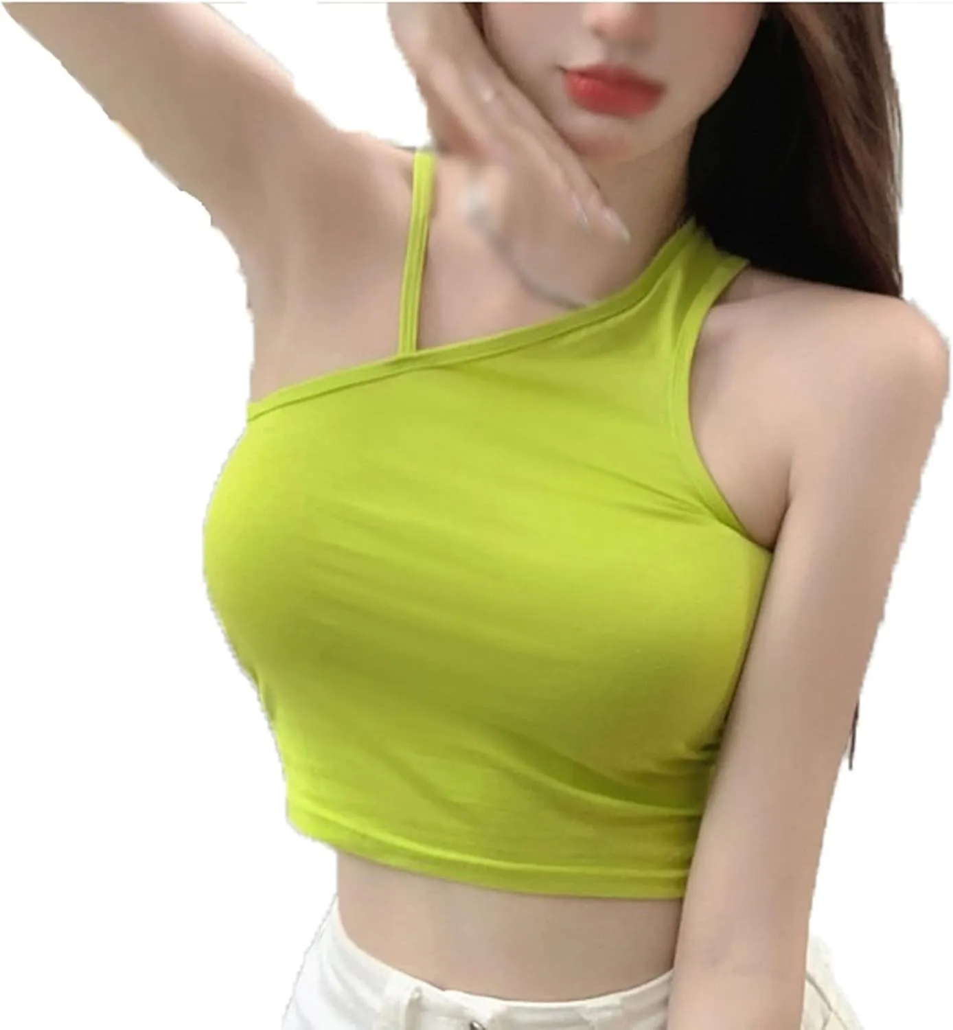 Zip up Jackets for Women Vest Women's Casual Crop Top Single-Shoulder Short Vest Women's Summer Solid Color Camisole